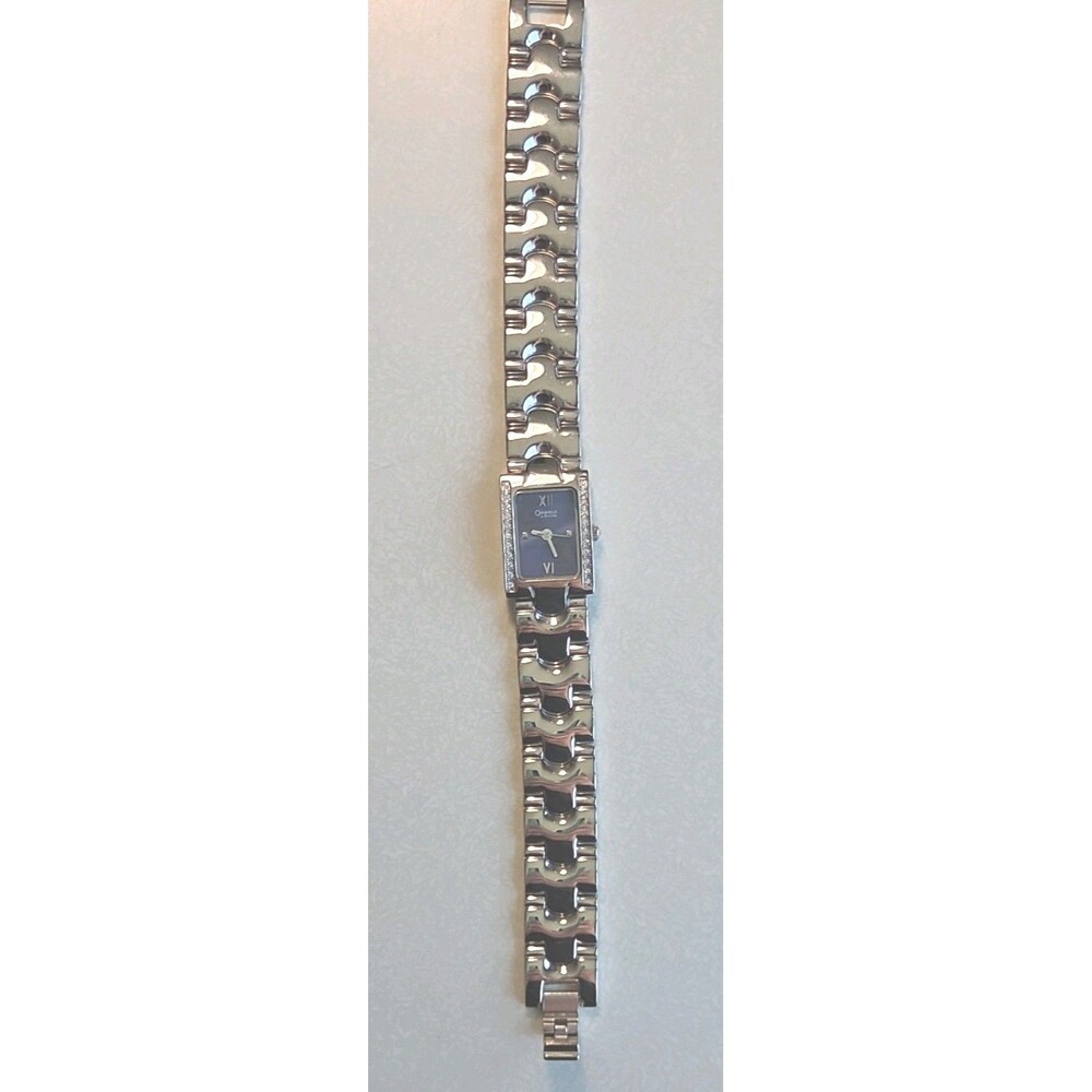 Caravelle by Bulova Silver Rectangle Analog Dress Wristwatch Metal Bracelet